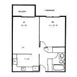 East Ottawa 1 Bedroom Apartment Floorplan